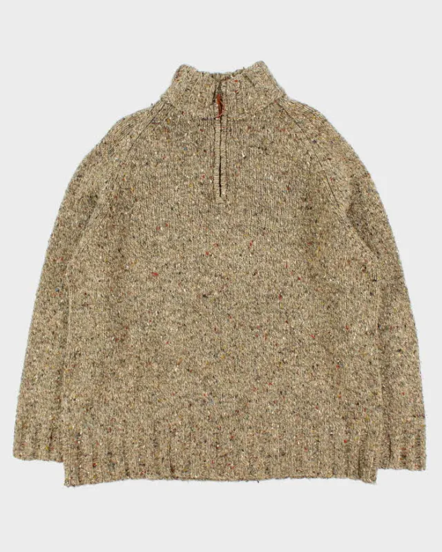 Vintage Y2K 00s Lauren Ralph Lauren Speckled Lambswool Chunky Knit Quarter-Zip Jumper - L sold by Rokit