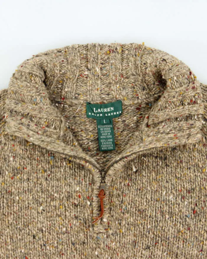 Vintage Y2K 00s Lauren Ralph Lauren Speckled Lambswool Chunky Knit Quarter-Zip Jumper - L sold by Rokit product image thumbnail 5