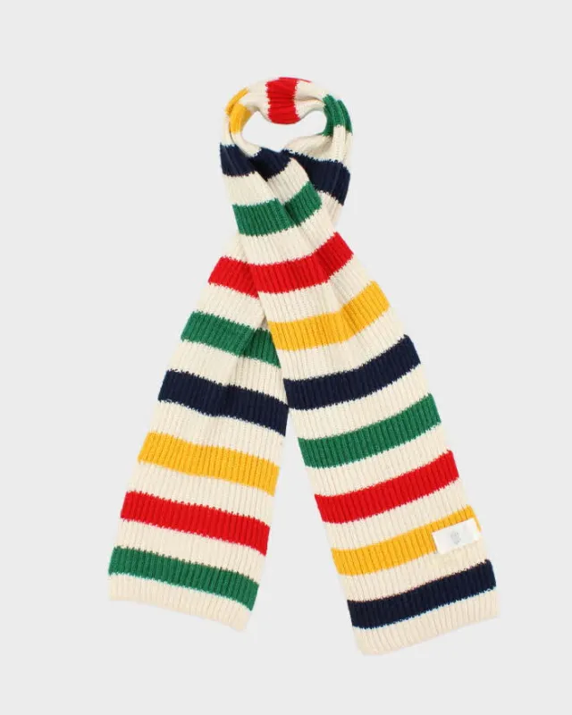 Vintage Hudson's Bay 'Stripes' Classic Wool Blend Ribbed Unisex Scarf sold by Rokit