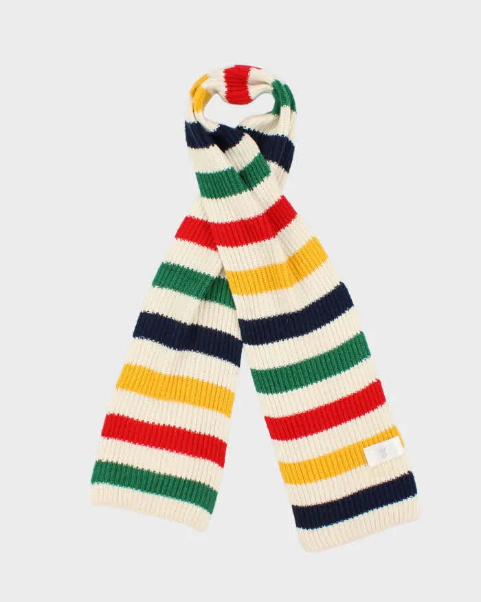 Vintage Hudson's Bay 'Stripes' Classic Wool Blend Ribbed Unisex Scarf sold by Rokit