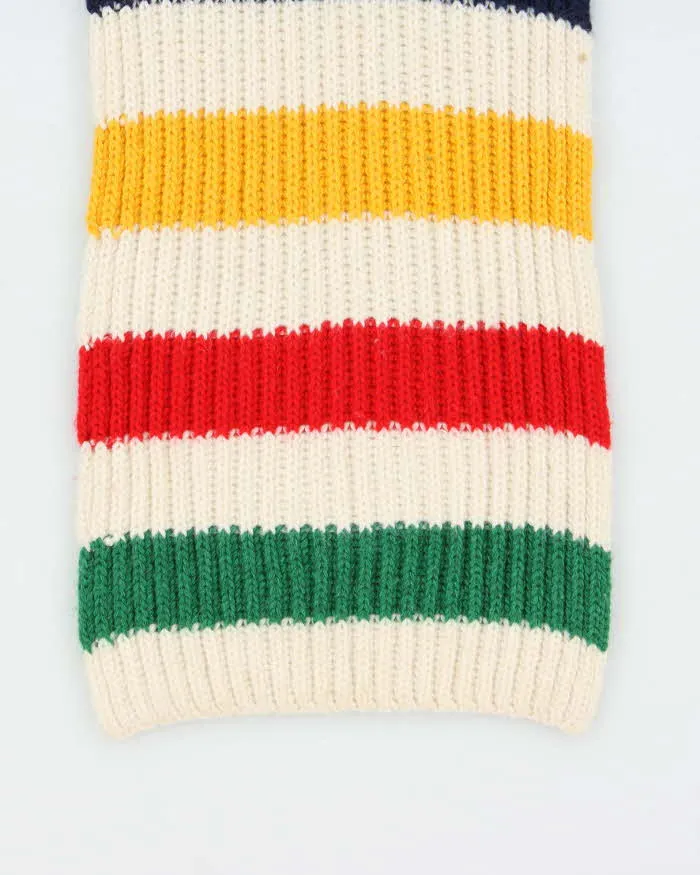 Vintage Hudson's Bay 'Stripes' Classic Wool Blend Ribbed Unisex Scarf sold by Rokit product image thumbnail 4