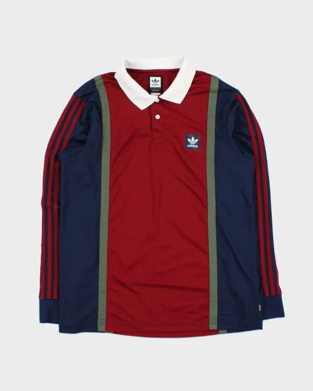Vintage Adidas Originals Skateboarding Striped Long Sleeve Polo Shirt - L sold by Rokit