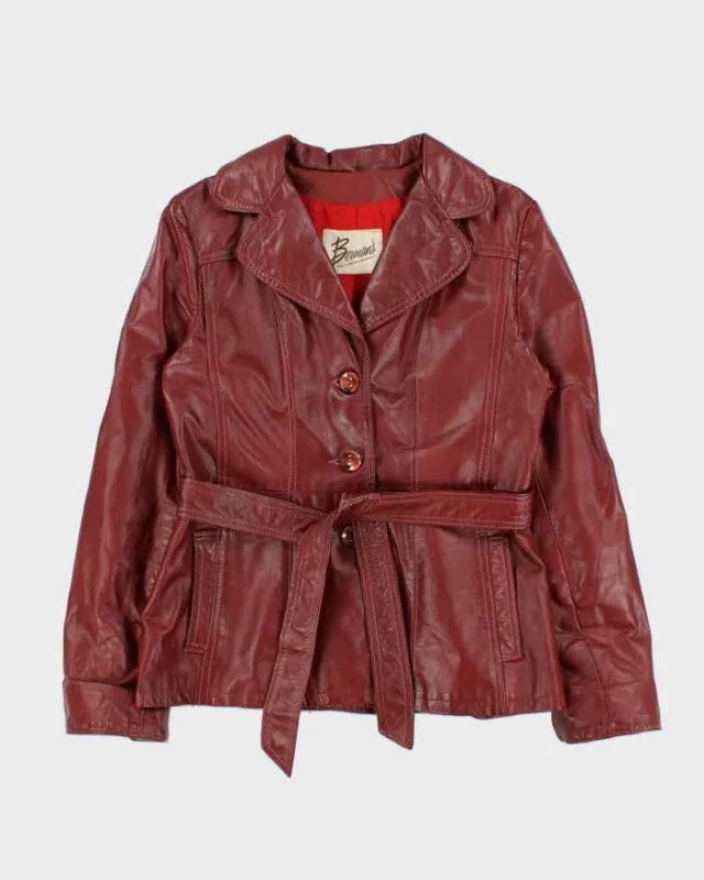 Vintage 1970s Berman's Belted Women's Leather Jacket - M made by Rokit
