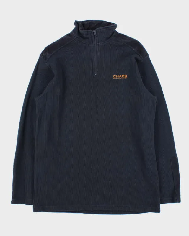 Vintage Chaps Ralph Lauren Ribbed Corduroy Oversized Quarter-Zip Sweatshirt - M sold by Rokit