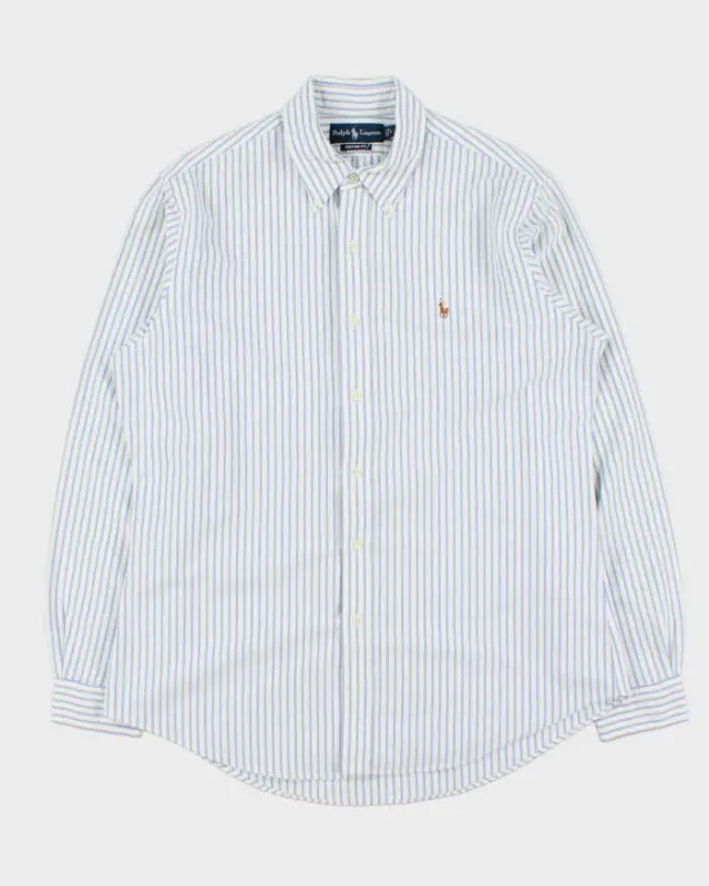 Vintage 1990s Polo Ralph Lauren Striped Oxford Custom Fit Long Sleeve Shirt - L made by Ralph Lauren