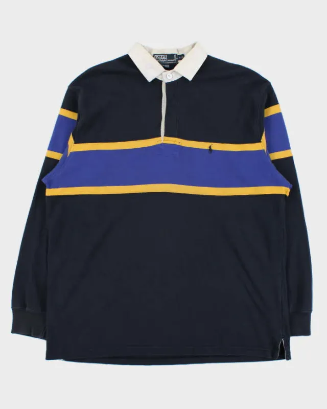 Vintage 1990s Polo Ralph Lauren Striped Long Sleeve Rugby Shirt - L sold by Rokit