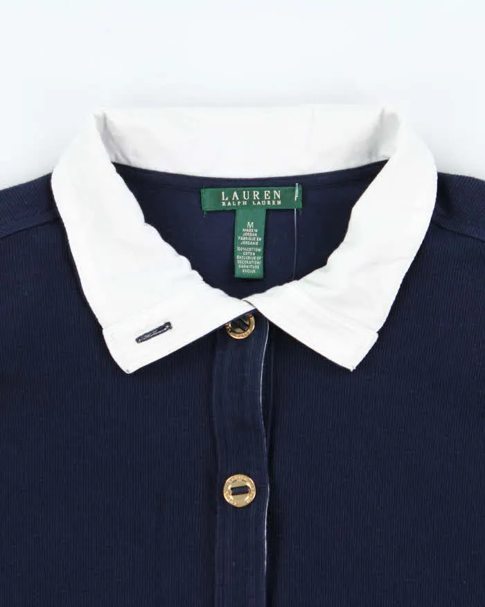 Vintage Y2K 00s Lauren Ralph Lauren Women's Navy Button Up Sweatshirt - M sold by Rokit product image thumbnail 5