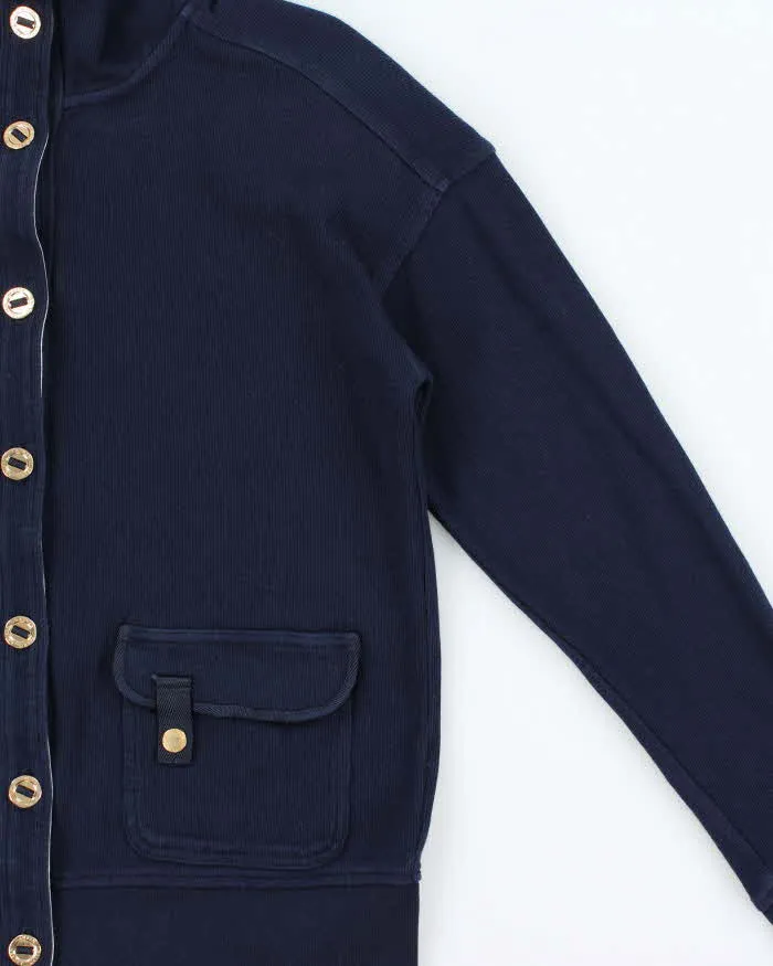 Vintage Y2K 00s Lauren Ralph Lauren Women's Navy Button Up Sweatshirt - M sold by Rokit product image thumbnail 3