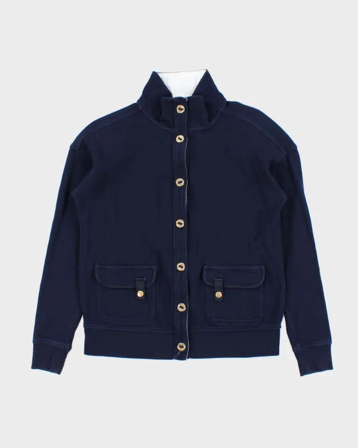 Vintage Y2K 00s Lauren Ralph Lauren Women's Navy Button Up Sweatshirt - M sold by Rokit