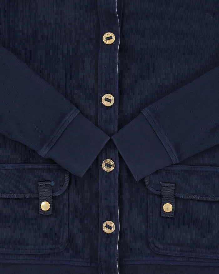 Vintage Y2K 00s Lauren Ralph Lauren Women's Navy Button Up Sweatshirt - M sold by Rokit product image thumbnail 4