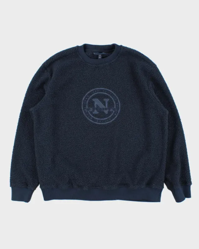 Vintage Nautica Sailing Embroidered Deep Pile Sherpa Crewneck Fleece - M sold by Rokit