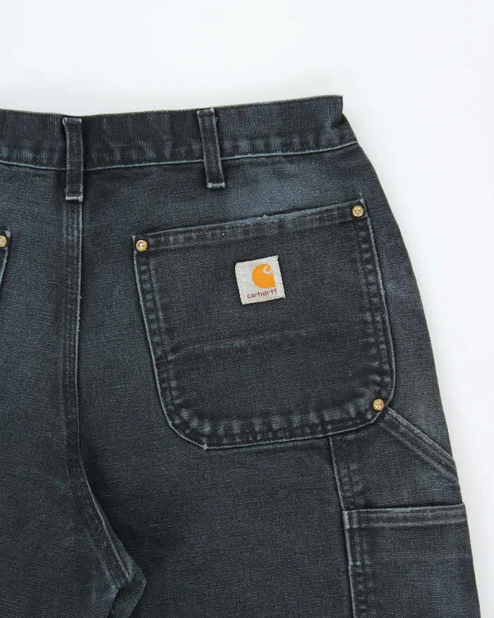 Vintage Carhartt B01 BLK Duck Canvas Double Front Loose Fit Made In USA Distressed Carpenter Trousers - W33 L30 sold by Rokit product image thumbnail 4