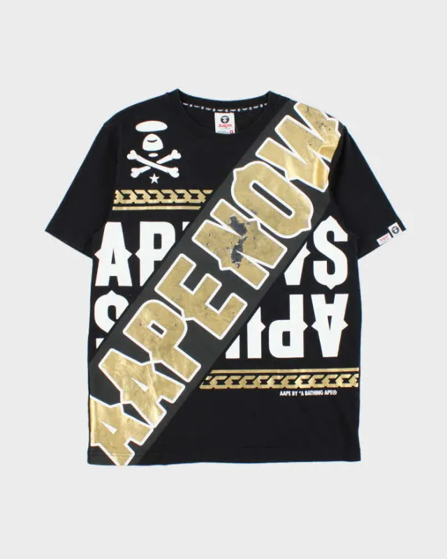 Vintage Aape By ' A Bathing Aape Gold 'Aape Now' Graphic Crewneck T-Shirt - M sold by Rokit