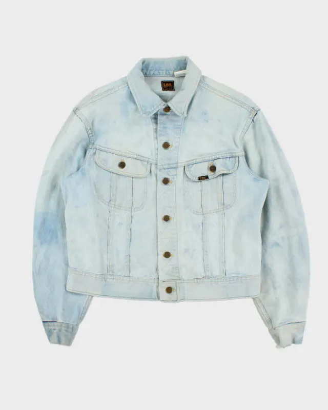 Vintage 1970s Lee Riders Made In USA Distressed Light Wash Denim Trucker Jacket - M made by Lee