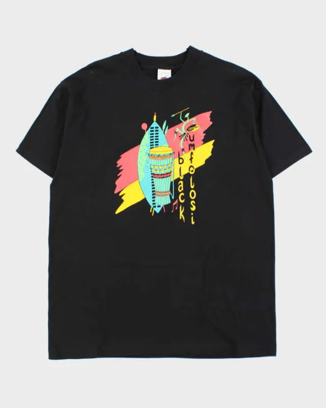 Vintage 1990s Black Umfolosi FOTL Single Stitch Crewneck T-Shirt - XL made by Fruit of the Loom
