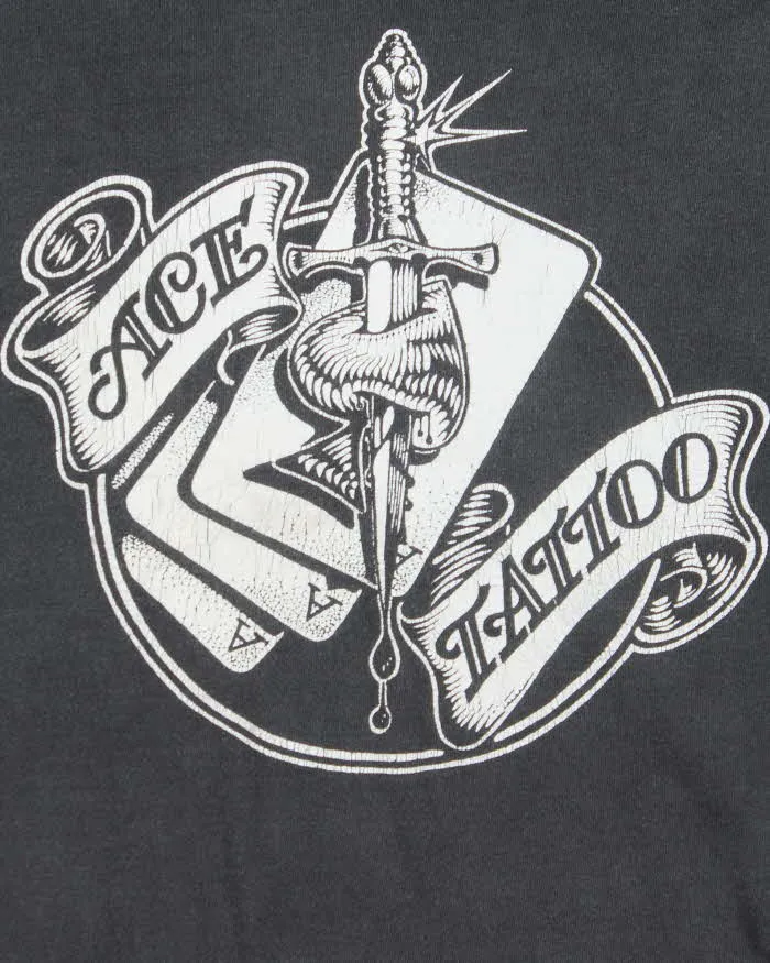 Vintage 2000 Ace Tattoo Langley Faded Gildan Heavyweight Crewneck T-Shirt - XXL sold by Rokit product image thumbnail 4