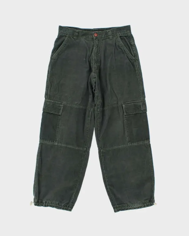 Vintage 1990s O'Neill Forest Green Corduroy Wide Leg Cargo Trousers - W32 L31 sold by Rokit