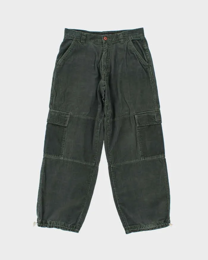 Vintage 1990s O'Neill Forest Green Corduroy Wide Leg Cargo Trousers - W32 L31 sold by Rokit