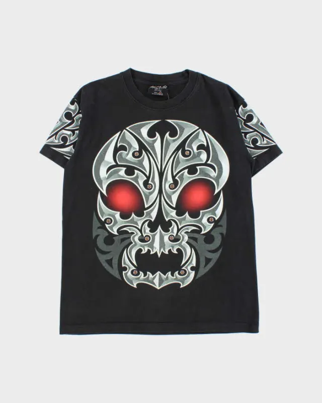 Vintage Y2K 00s Rock Chang Embellished Skull Crewneck T-Shirt - M sold by Rokit