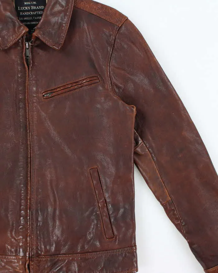 Vintage Y2K 00s Lucky Brand Handcrafted Leather Trucker Jacket - S sold by Rokit product image thumbnail 3