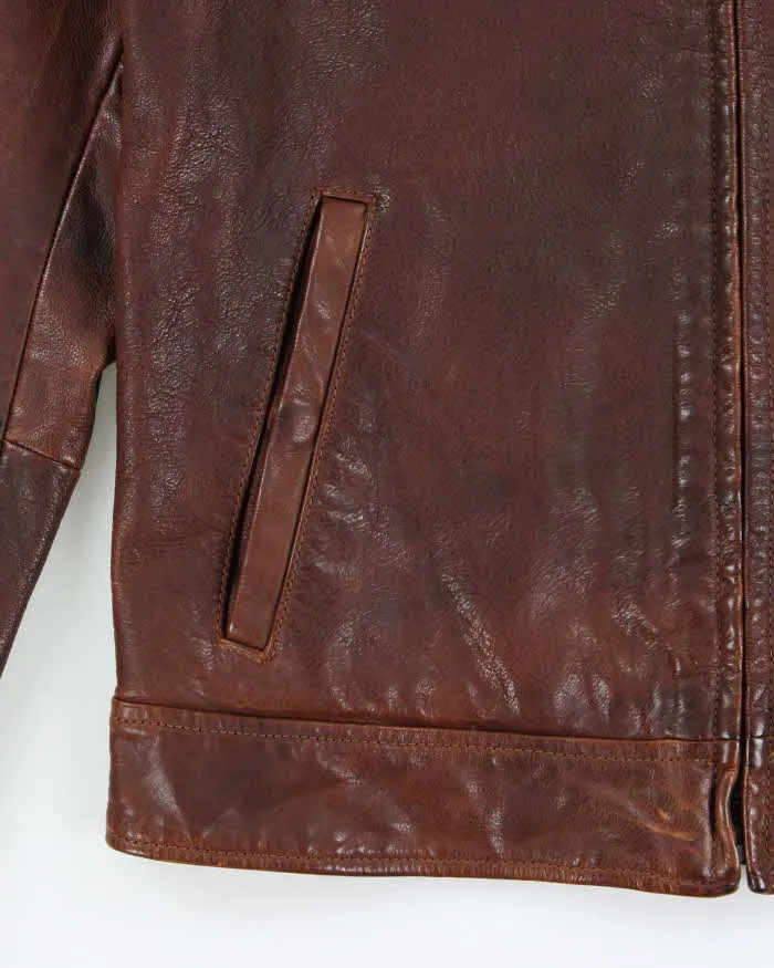 Vintage Y2K 00s Lucky Brand Handcrafted Leather Trucker Jacket - S sold by Rokit product image thumbnail 4