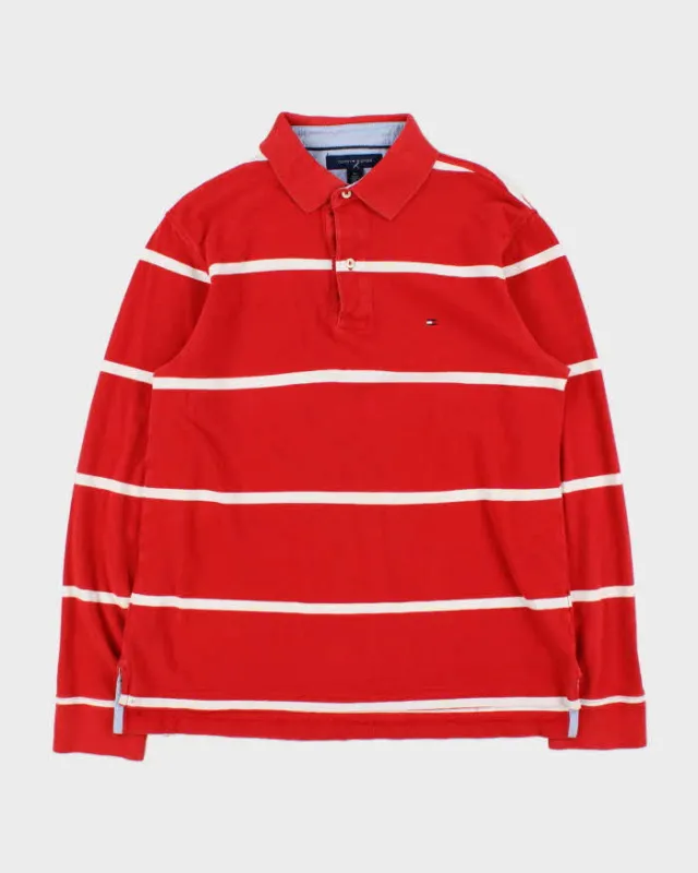 Vintage Y2K 00s Tommy Hilfiger Striped Long Sleeve Polo Shirt - M sold by Rokit