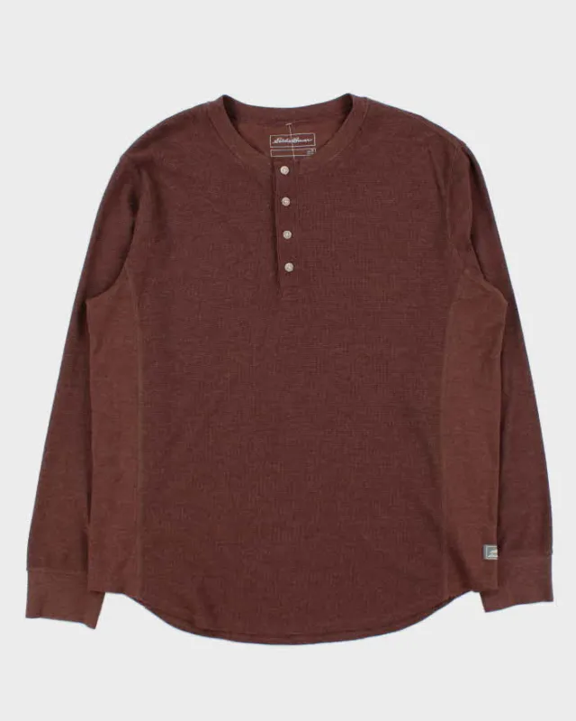 Vintage Eddie Bauer Heavyweight Long Sleeve Henley Waffle T-Shirt - XL made by Eddie Bauer