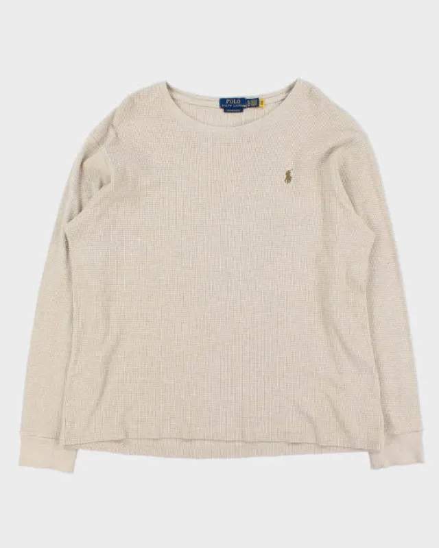 Vintage Polo Ralph Lauren Custom Slim Fit Crewneck Long Sleeve Waffle T-Shirt - XL sold by Rokit