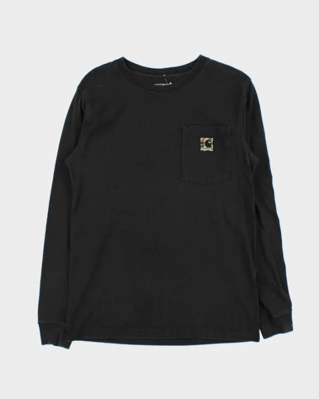 Vintage Carhartt Camo Logo Relaxed Fit Long Sleeve Crewneck Pocket T-Shirt - S sold by Rokit