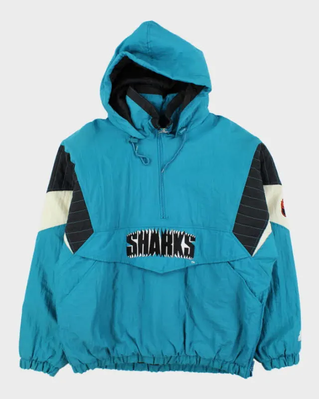 Vintage 1990s Starter San Jose Sharks NHL Quilted Shell Pullover Varsity Jacket - L sold by Rokit