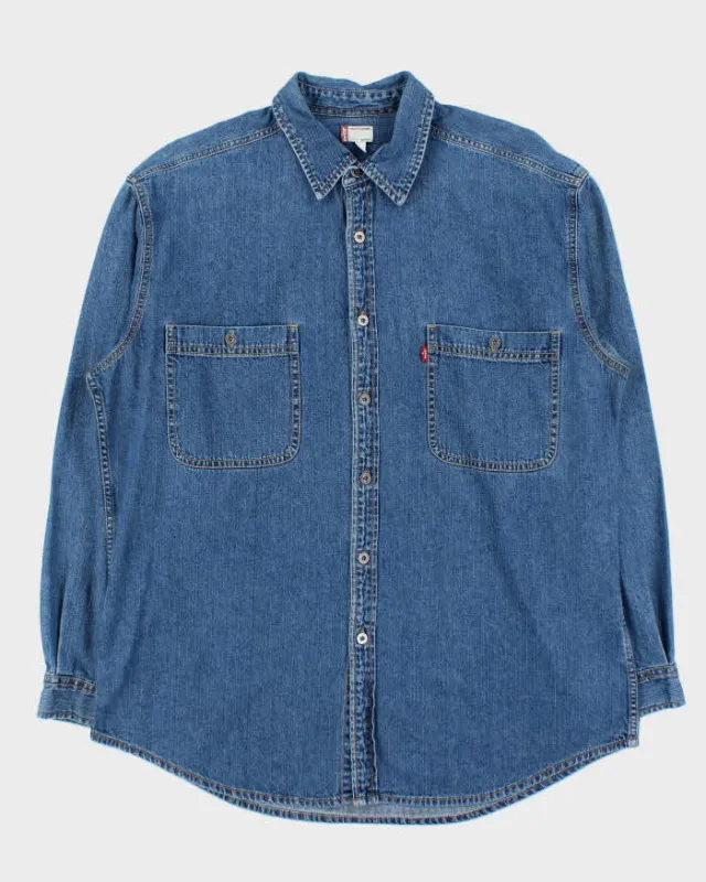 Vintage Y2K 00s Levi's Medium Wash Long Sleeve Denim Over Shirt - XL made by Levi's