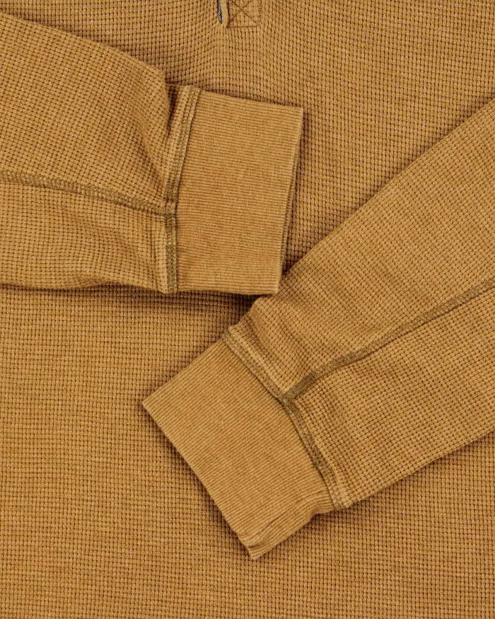 Vintage Eddie Bauer Heavyweight Tan Long Sleeve Henley Waffle T-Shirt - L sold by Rokit product image thumbnail 4