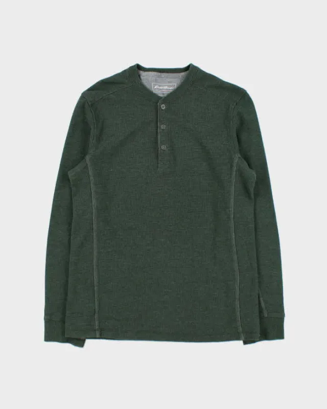 Vintage Eddie Bauer Heavyweight Long Sleeve Henley Waffle T-Shirt - S made by Eddie Bauer