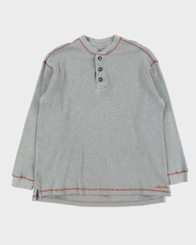 Vintage Cabela's Heavyweight Long Sleeve Henley Waffle T-Shirt - M sold by Rokit
