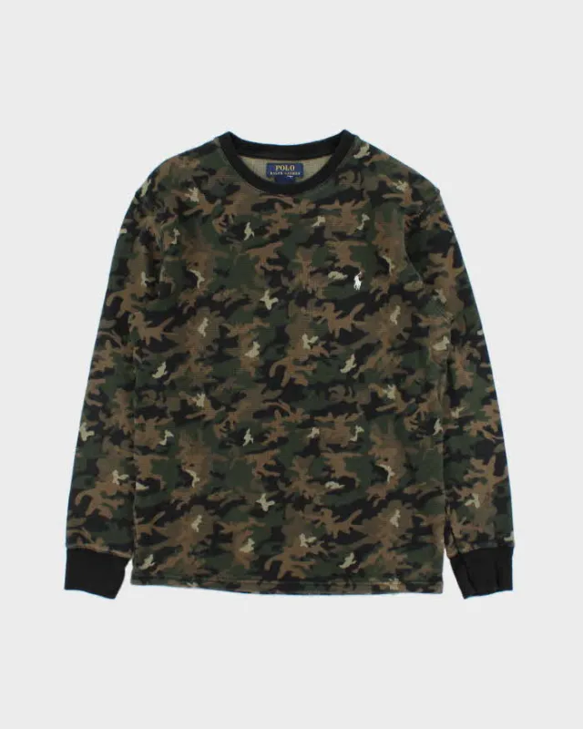 Vintage Polo Ralph Lauren Camo Long Sleeve Waffle T-Shirt - M sold by Rokit