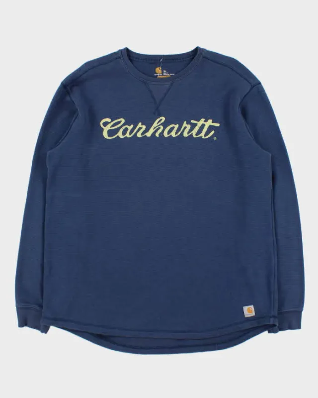 Vintage Carhartt Heavyweight Script Long Sleeve Waffle T-Shirt - XL sold by Rokit