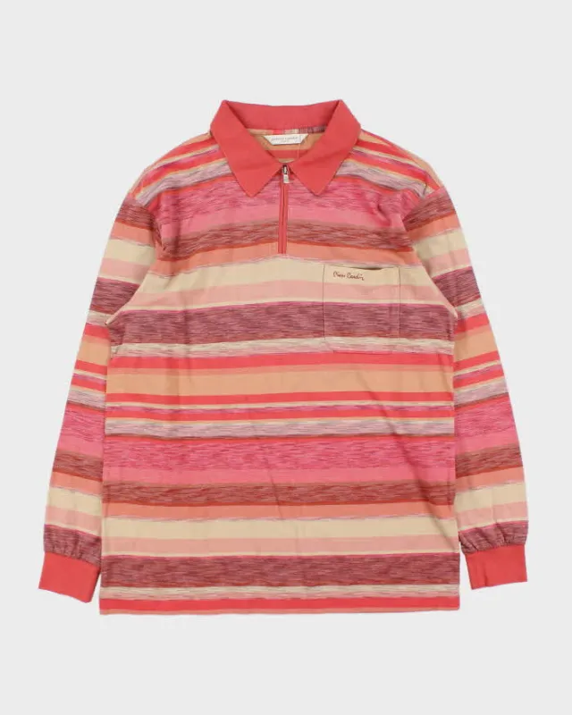 Vintage 1990s Pierre Cardin Striped Long Sleeve Zip Polo Shirt - L sold by Rokit