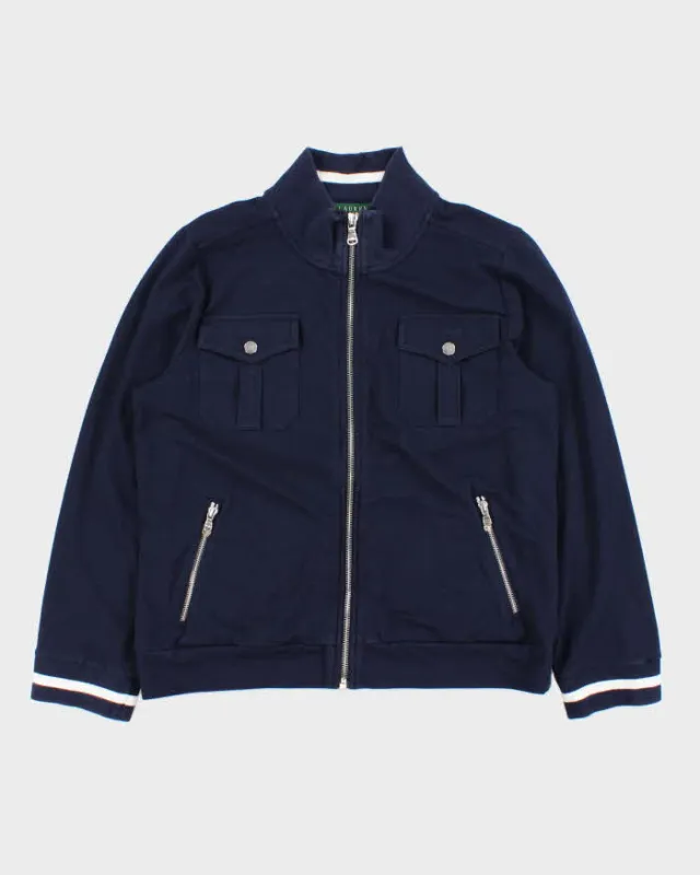 Vintage Y2K 00s Lauren Ralph Lauren Women's Navy Zip-Up Sweatshirt - XL sold by Rokit