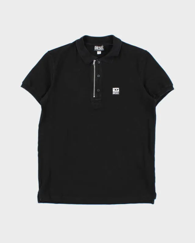Vintage Diesel Zip Button Short Sleeve Polo Shirt - M sold by Rokit