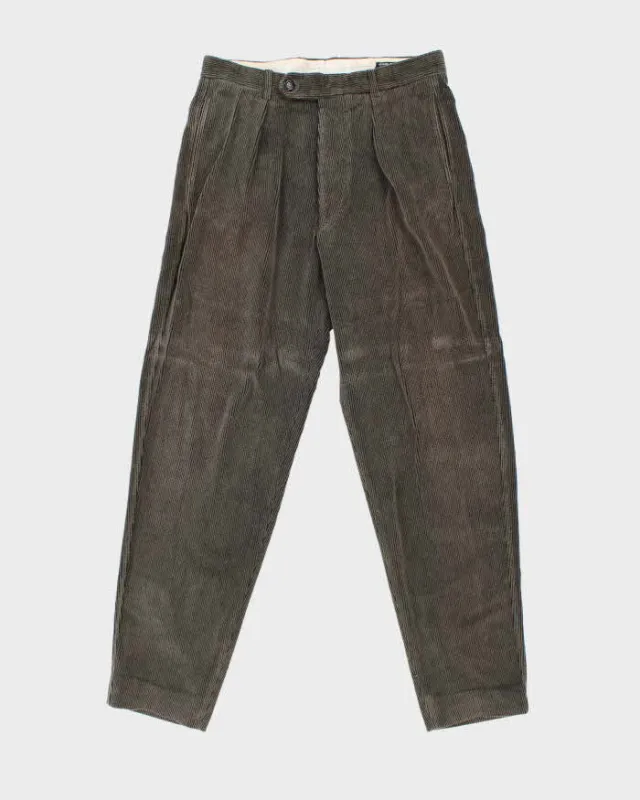 Vintage 1990s Giorgio Armani Pleated Corduroy Tapered Straight Leg Trousers - W32 L32 sold by Rokit
