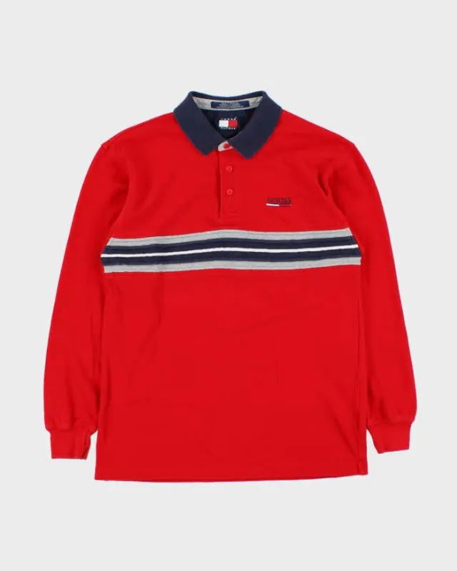 Vintage Y2K 00s Tommy Hilfiger Striped Long Sleeve Polo Shirt - M made by Tommy Hilfiger