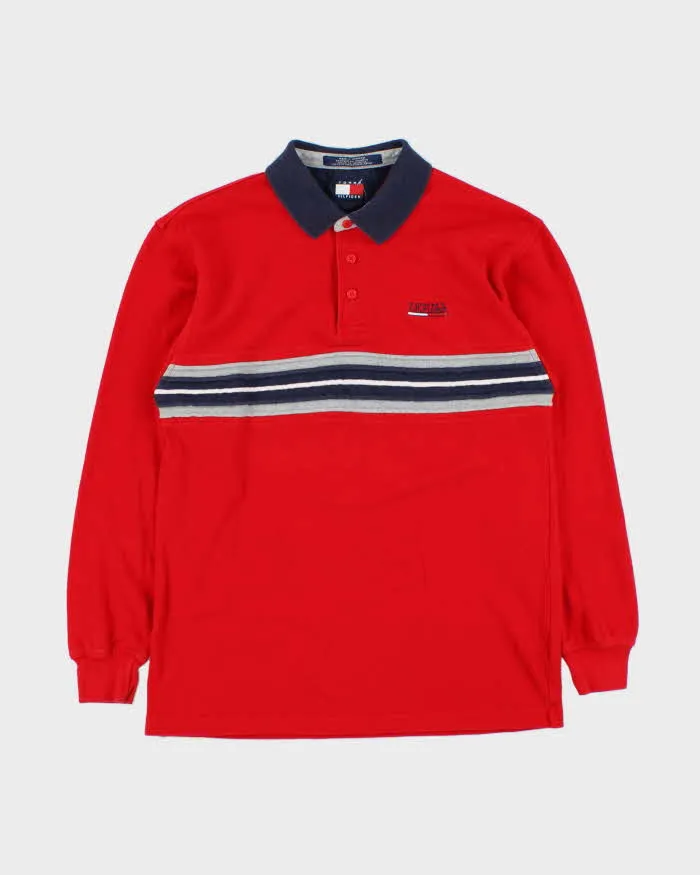 Vintage Y2K 00s Tommy Hilfiger Striped Long Sleeve Polo Shirt - M sold by Rokit