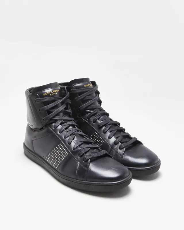 Saint Laurent Leather Studded High Top Trainers - UK9 made by Yves Saint Laurent