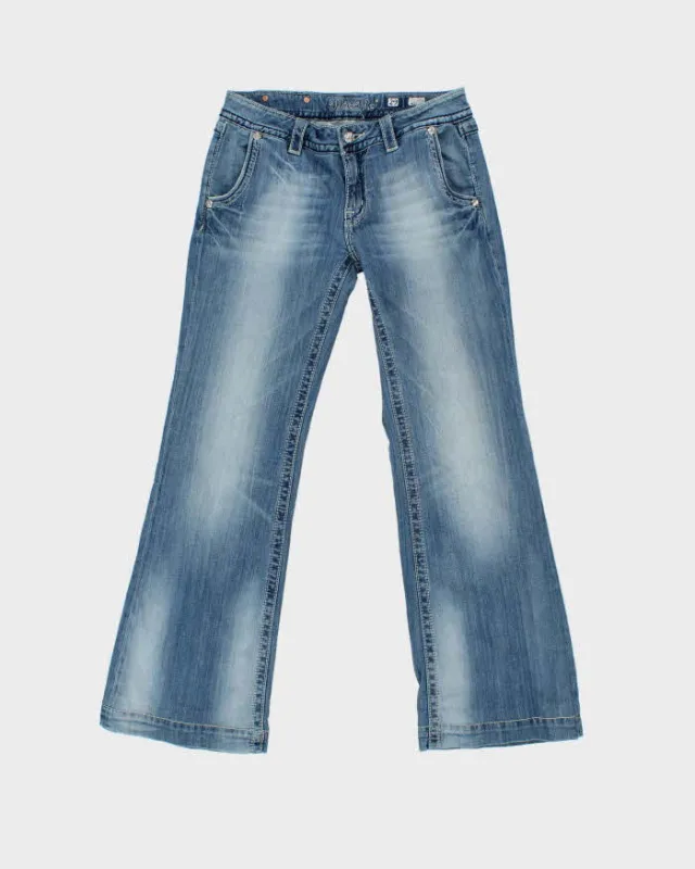 Vintage Y2K 00s Miss Me Crystal Embellished Low Rise Wide Flared Women's Jeans - W30 L30 made by Rokit