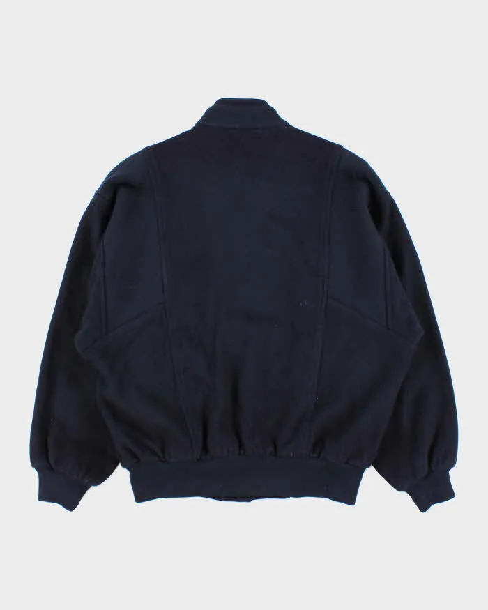 Vintage 1980s Burberry Navy Pure Wool Satin Lined Bomber Jacket - S sold by Rokit product image thumbnail 2
