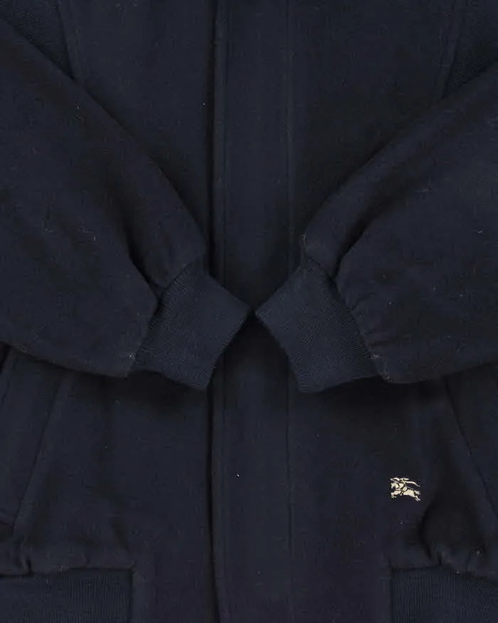 Vintage 1980s Burberry Navy Pure Wool Satin Lined Bomber Jacket - S sold by Rokit product image thumbnail 5