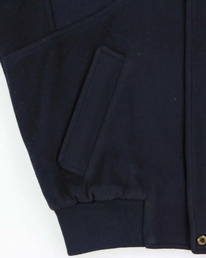 Vintage 1980s Burberry Navy Pure Wool Satin Lined Bomber Jacket - S sold by Rokit product image thumbnail 4