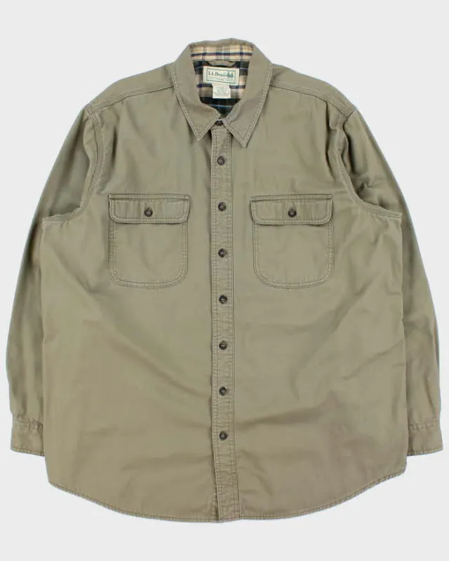 Vintage 00s L.L.Bean Plaid Lined Khaki Heavyweight Long Sleeve Workwear Shirt - XL sold by Rokit