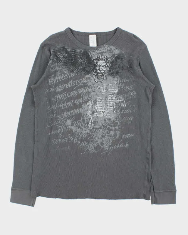 Vintage Y2K 00s Gothic Long Sleeve Waffle T-Shirt - XL made by Rokit