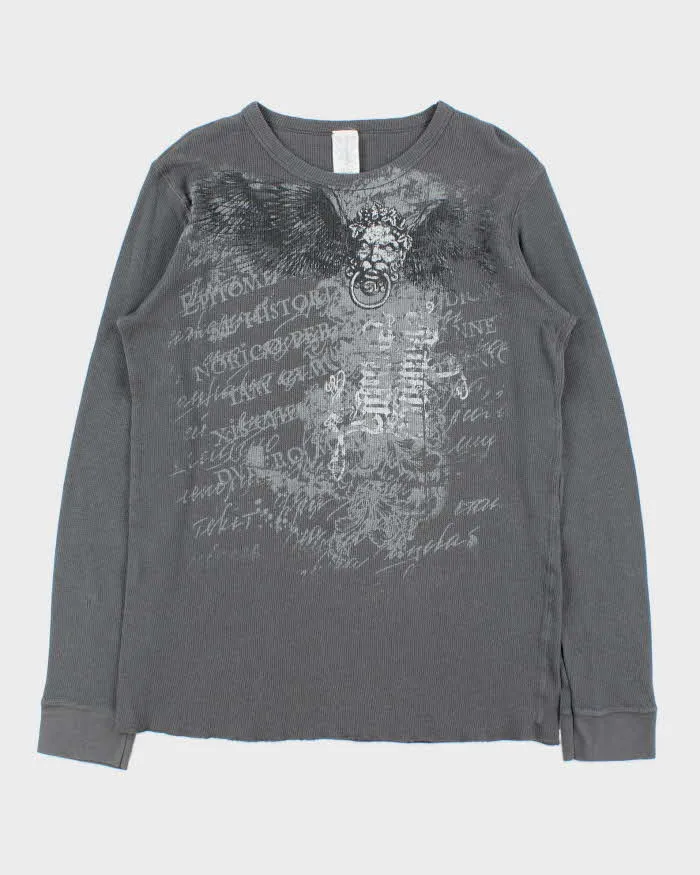 Vintage Y2K 00s Gothic Long Sleeve Waffle T-Shirt - XL sold by Rokit